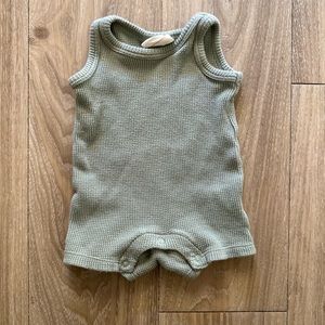 Spearmint love shortie romper button waffle organic cotton sleeveless